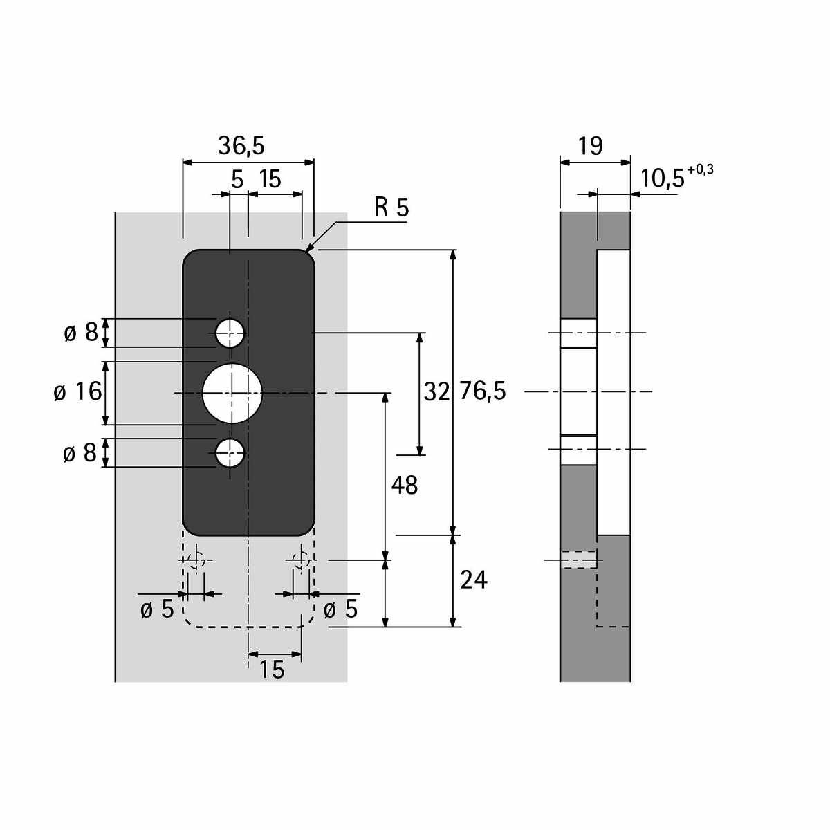 Einlassgriff Insert, vernickelt, matt