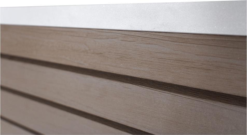 HANÖ-Serie SCHOKO 21 Lamellen Holzstruktur BPC-Rhombus-Steckzaun 20 x 75/68 x 1793 mm