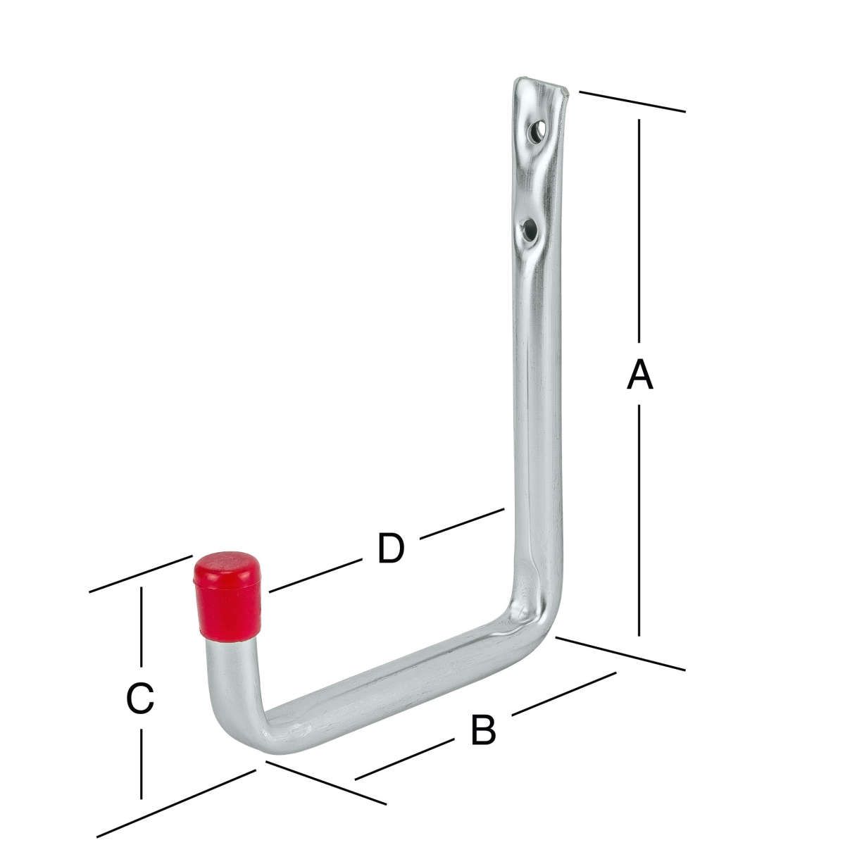 Wandhaken U-Form 125 x 86 x 53 x 60 verzinkt mit roter Endk