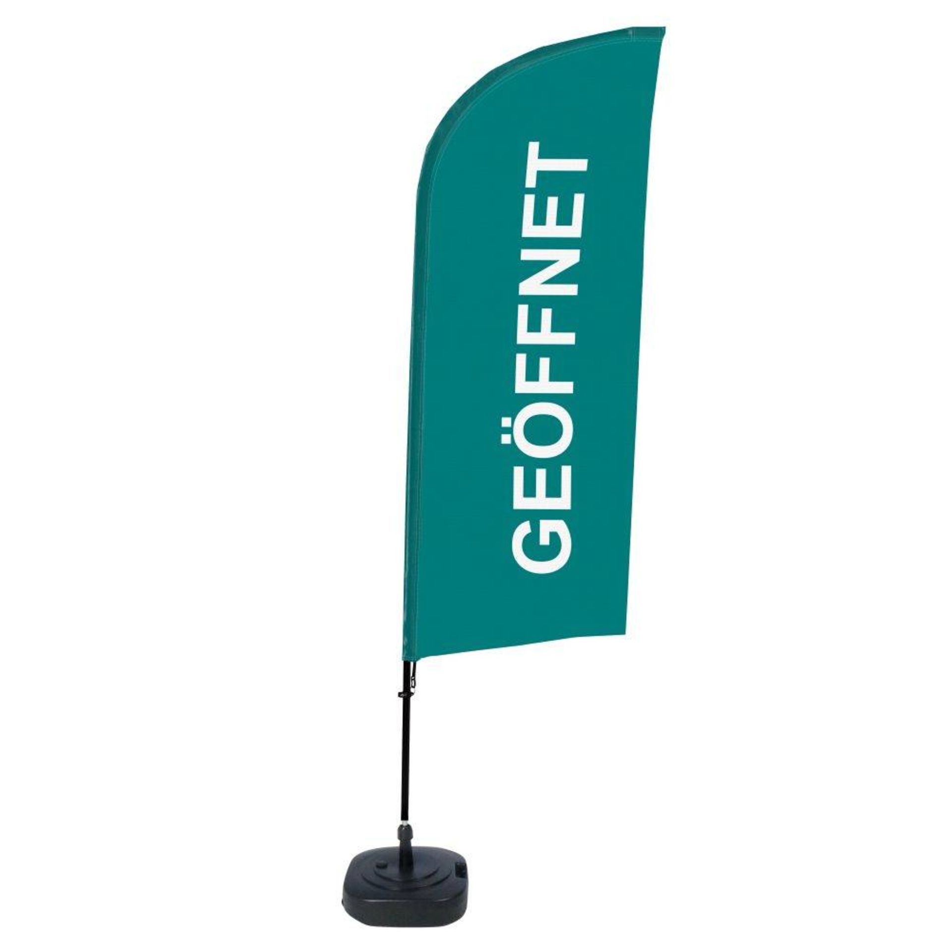 Beachflag Geöffnet gn deutsch