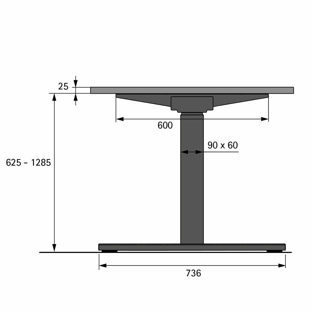 Steelforce Pro 671 SLS Tischgestell Highline T-Fus