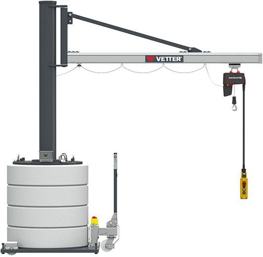 Mobiler Säulenschwenkkran125kg,2,9m,270 MOBILUS+Elektrokettenzug MOB12-US1,25-2,9