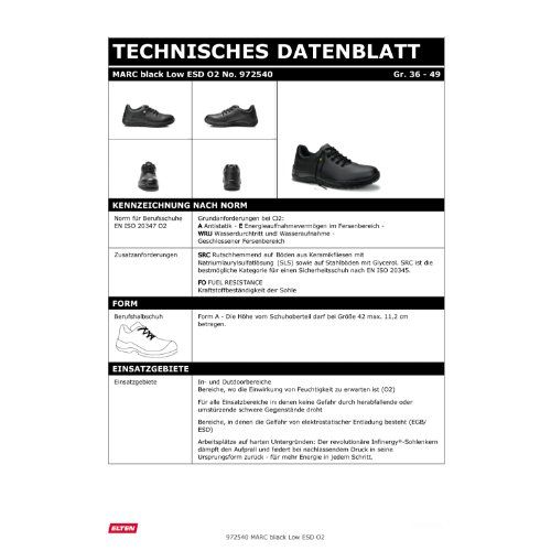 ELTEN MARC Berufshalbschuh O2 ESD, Schwarz, Gr. 43