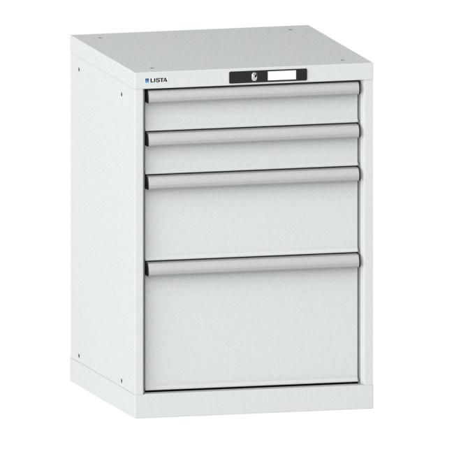 Unterschrank B564xT572xH800mm 27x27 E RAL 7035 4 Schubladen