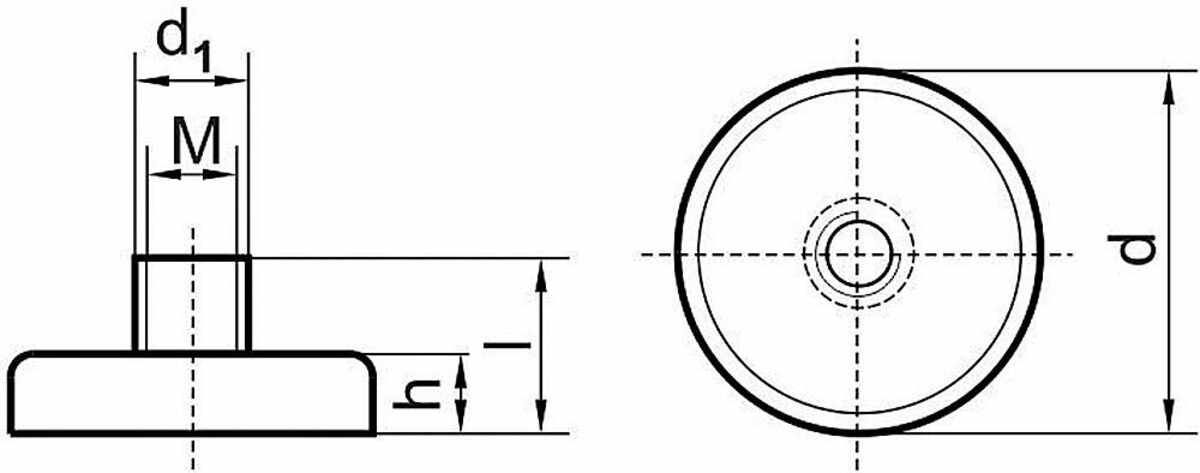 NdFeB-Flachgreif. m.Gew. 10 x 4,5 / 11,5 mm Beloh
