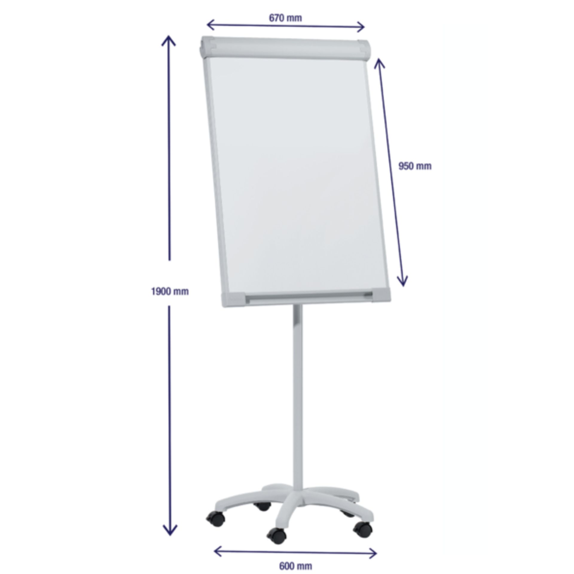 Flipchart Mobil 67x95cm Sternfuß hellgrau