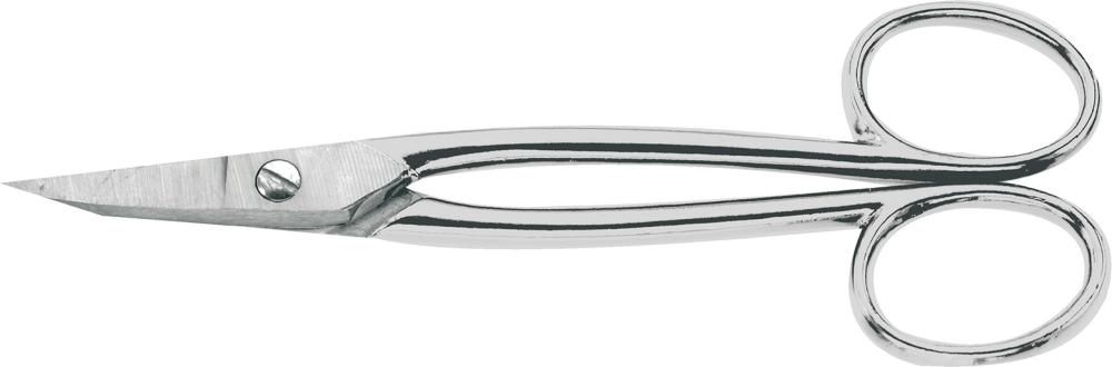 Goldschmiedeschere gebogen vernickelt mit Griffaugen 175mm Erdi