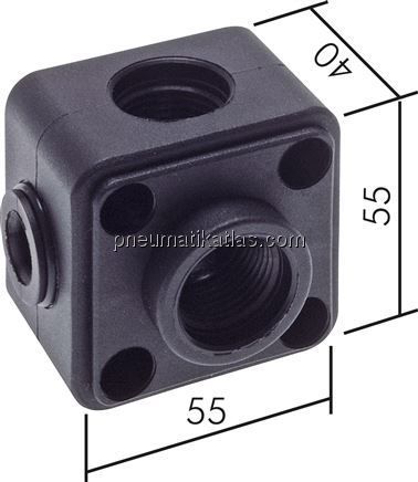 Wanddose (Verteiler) 2 x G 1/2"(+3 x G 1/2"), Kunststoff