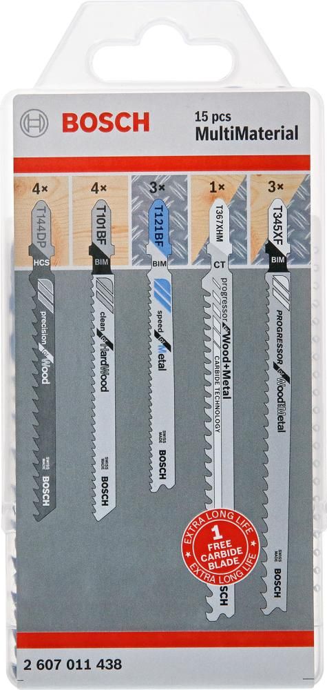 Stichsägeblatt-Set f. T-Schaft Bosch 15-teilig Multi Material