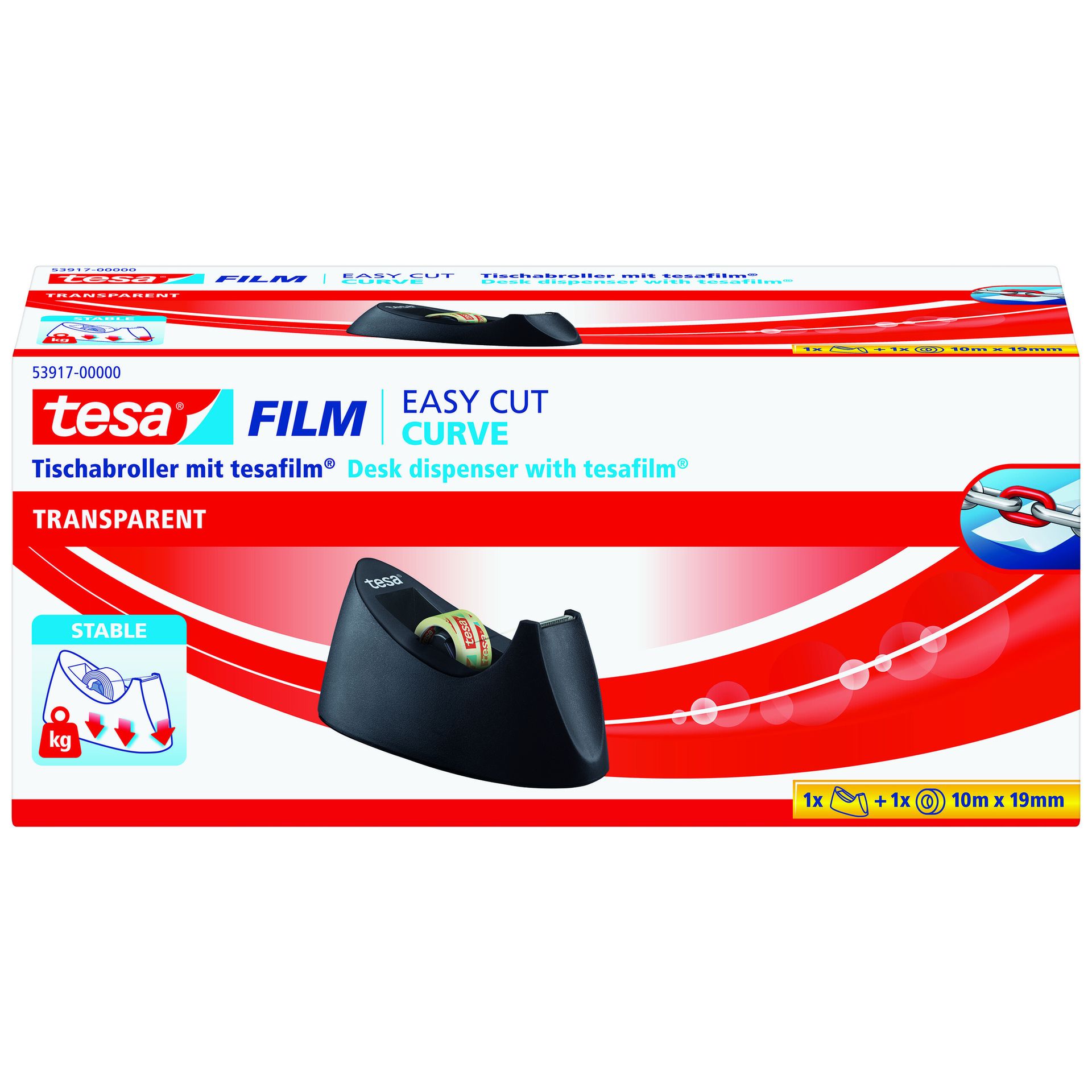 Tischabroller Easy Cut Curve +Klebefilm sw