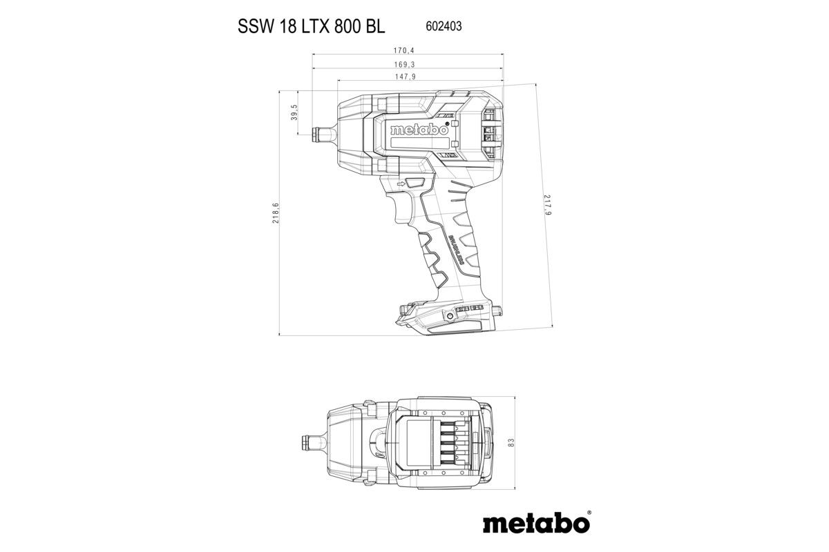Akku-Schlagschrauber soloSSW 18 LTX 800 BL Metabo ohne Akku ohne Ladegerät metaBOX