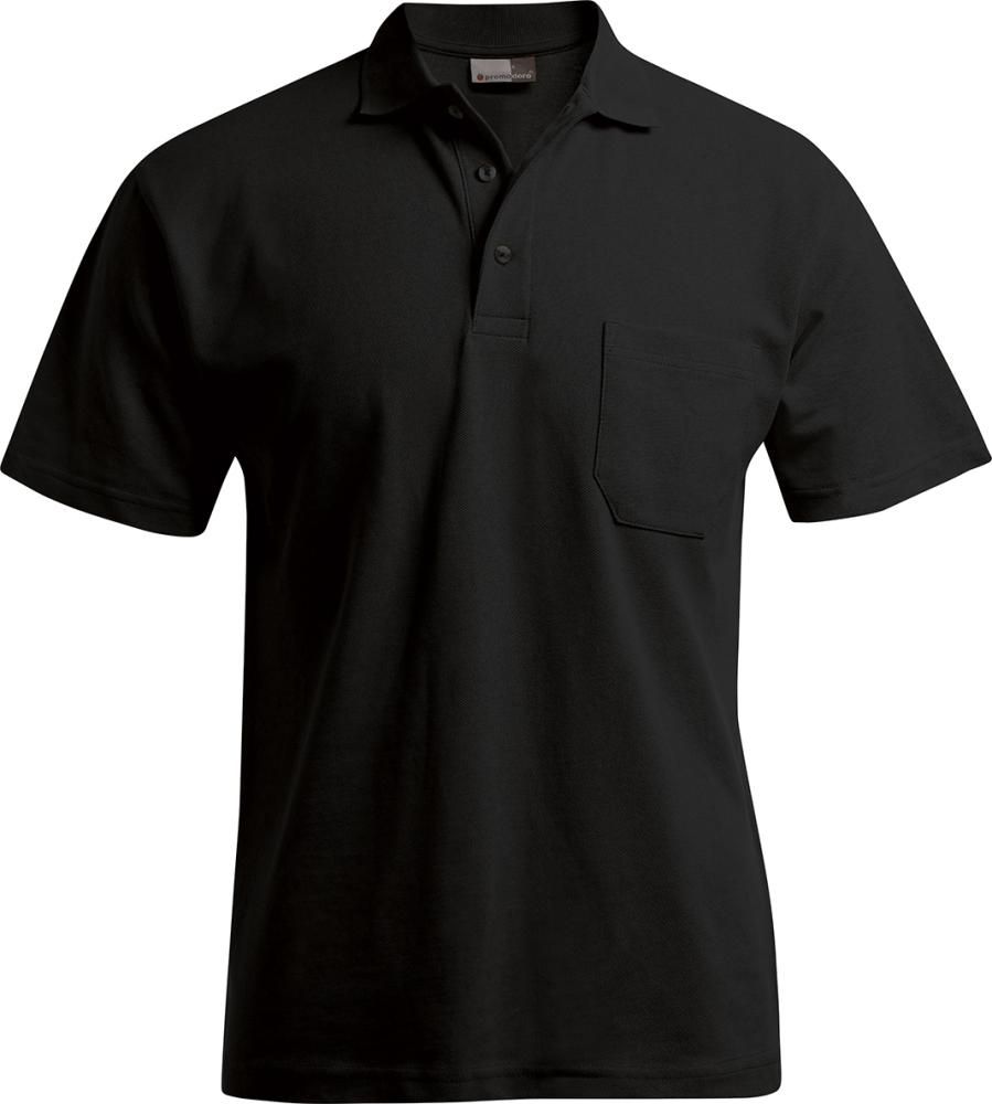 Men`s Heavy Polo Pocket, black, Gr.3XL