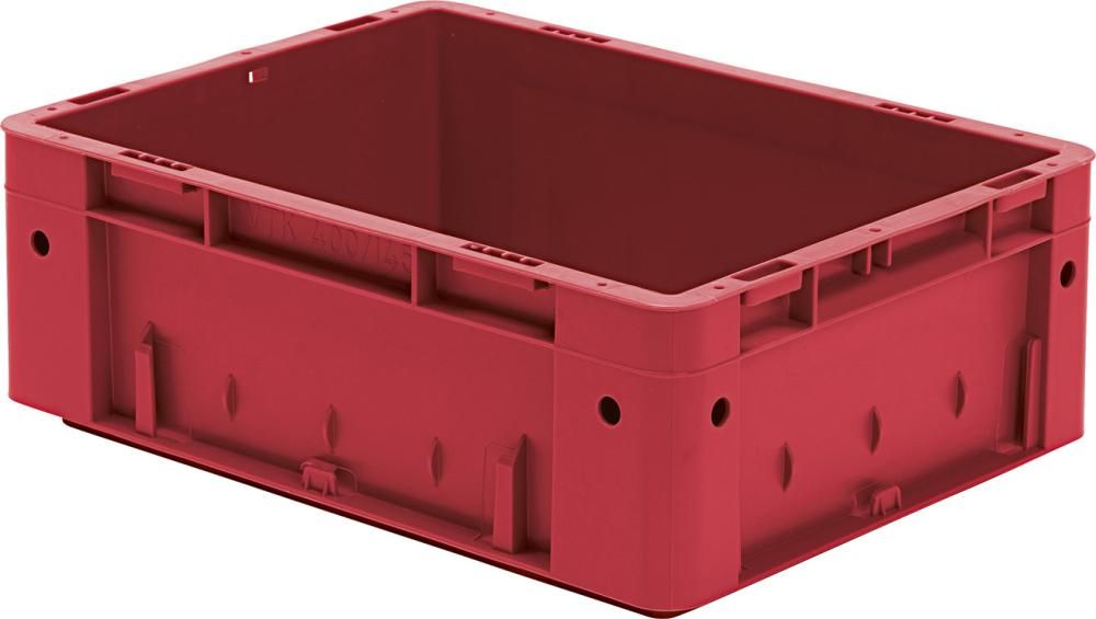 Transport-Stapelkasten B400xT300xH145 mm rot Auflast 600kg ohne Griffloch