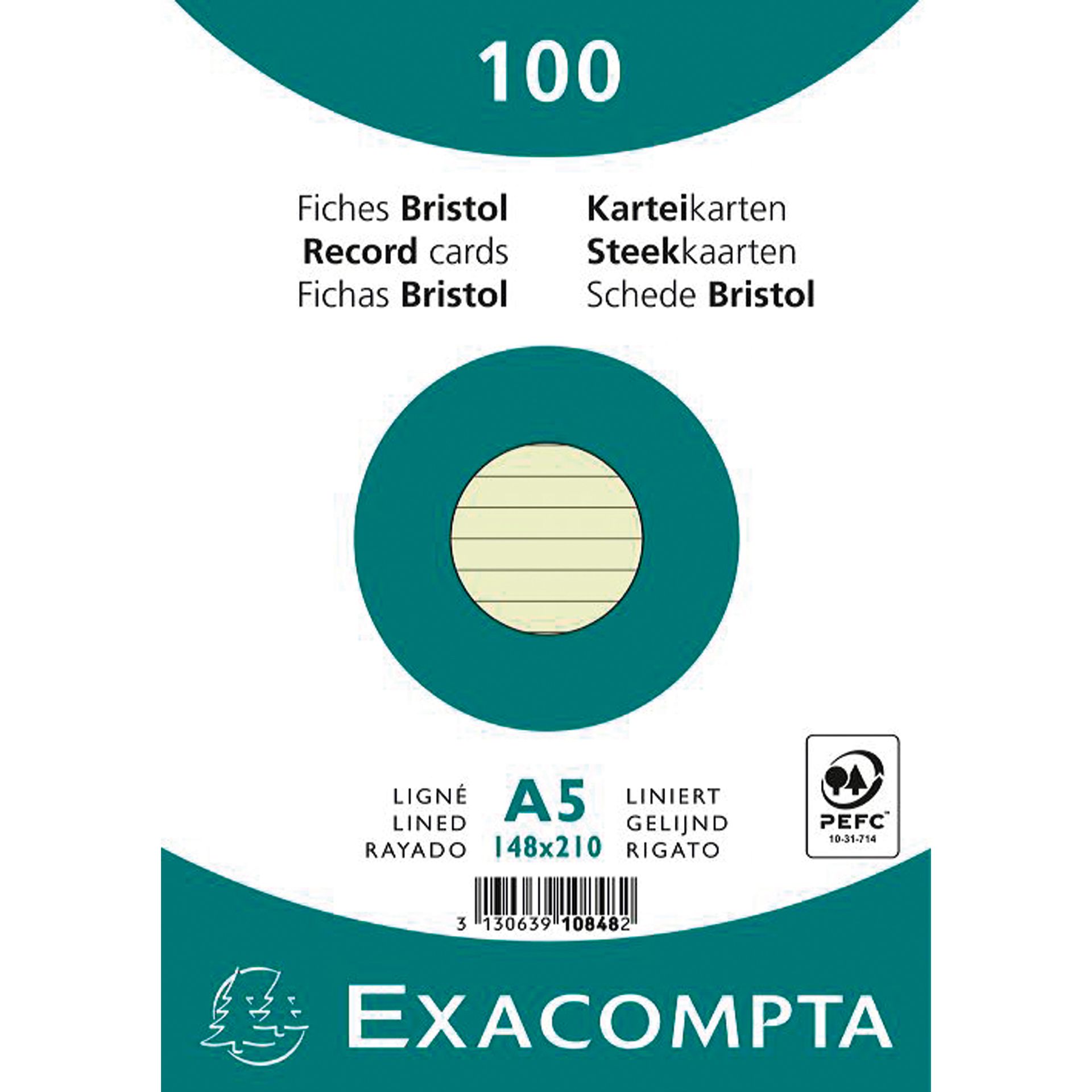 Karteikarte DIN A5 liniert grün 100 St./Pack.