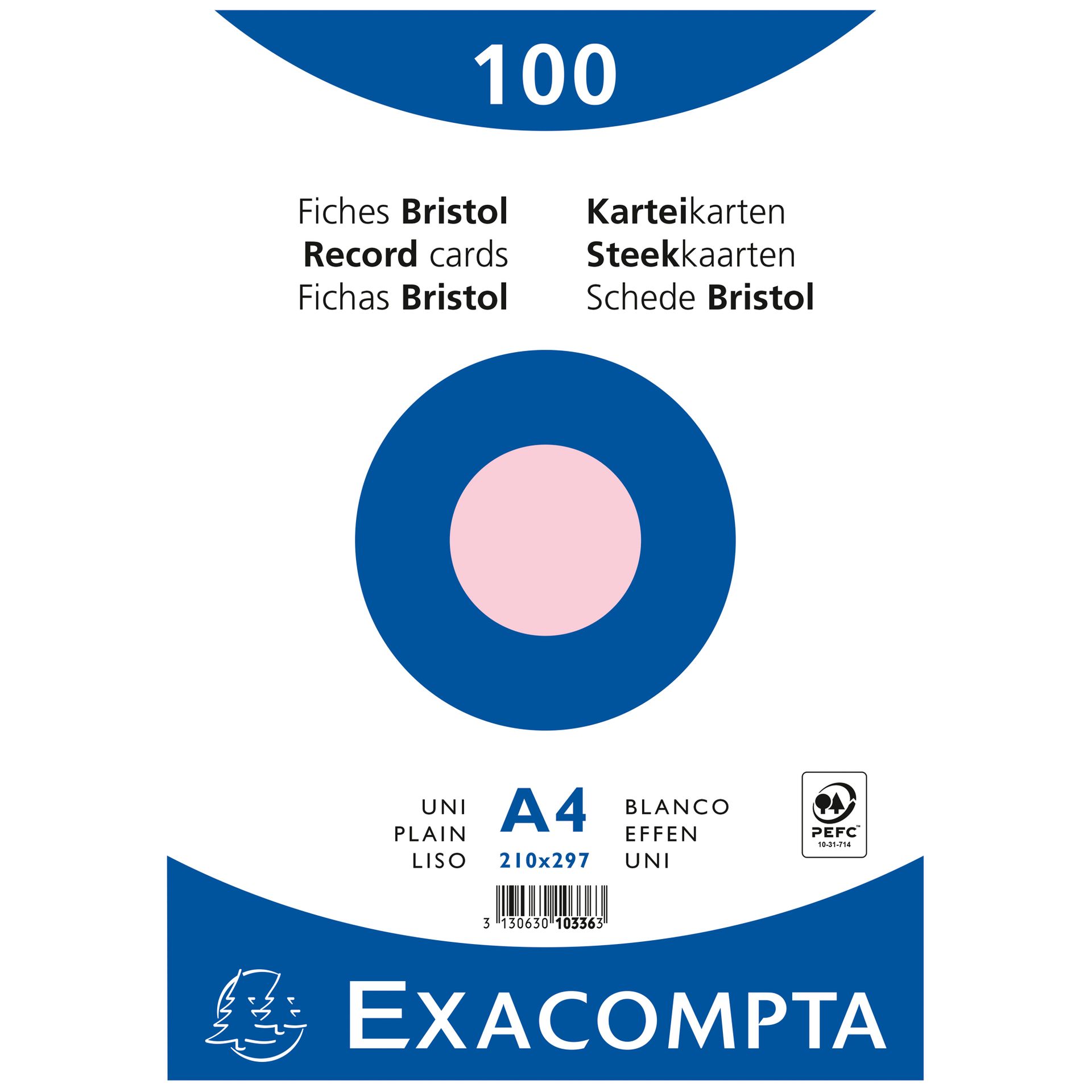 Karteikarte DIN A4 blanko rosa 100 St./Pack.