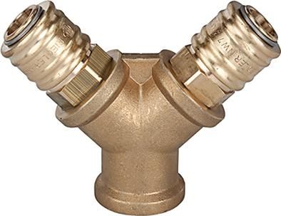 RIEGLER Verteiler 2-fach, Messingmit 2 Kupplungen