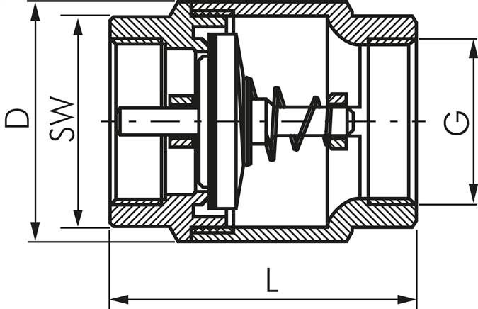 Rückschlagventil (Vakuum), G 3/8", PN 25, Messing