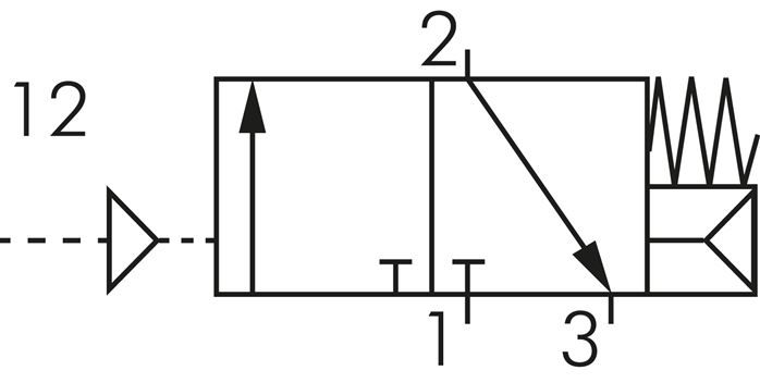 3/2-Wege Pneumatikventil, G 1/2" (Pilot G 1/8"), Federrückstellung (NC)