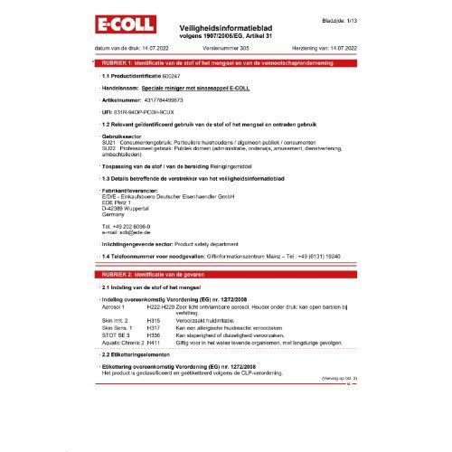 Orangen-Spezialreiniger 500ml Sprühdose E-COLL