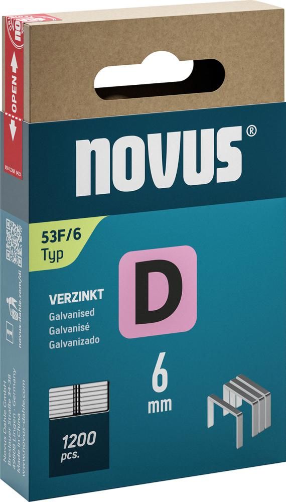 Flachdrahtklammer D Typ 53F/6 mm zn Novus VE à 1200 Stück