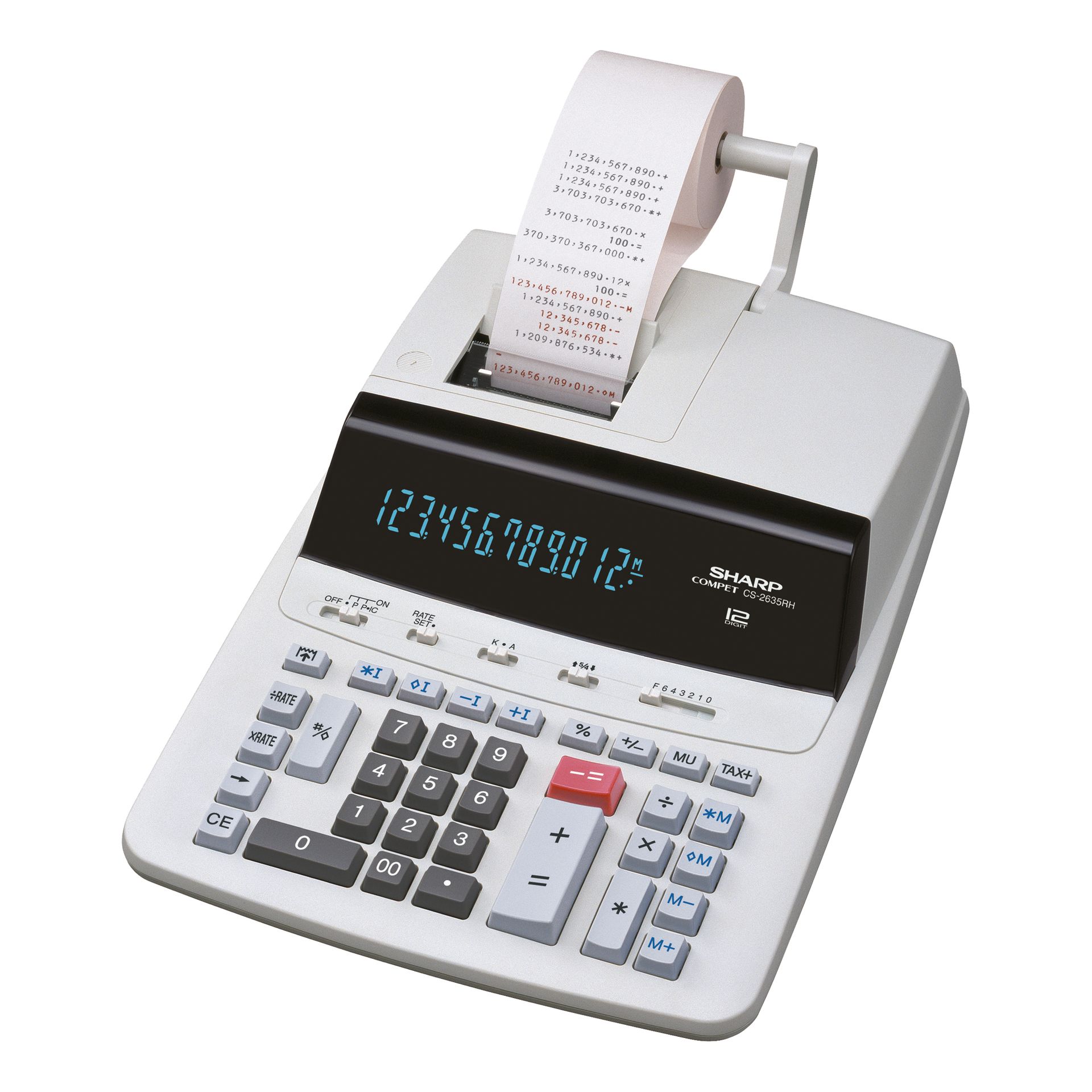 Tischrechner 12Zeichen druckend Netz/Batterie ws