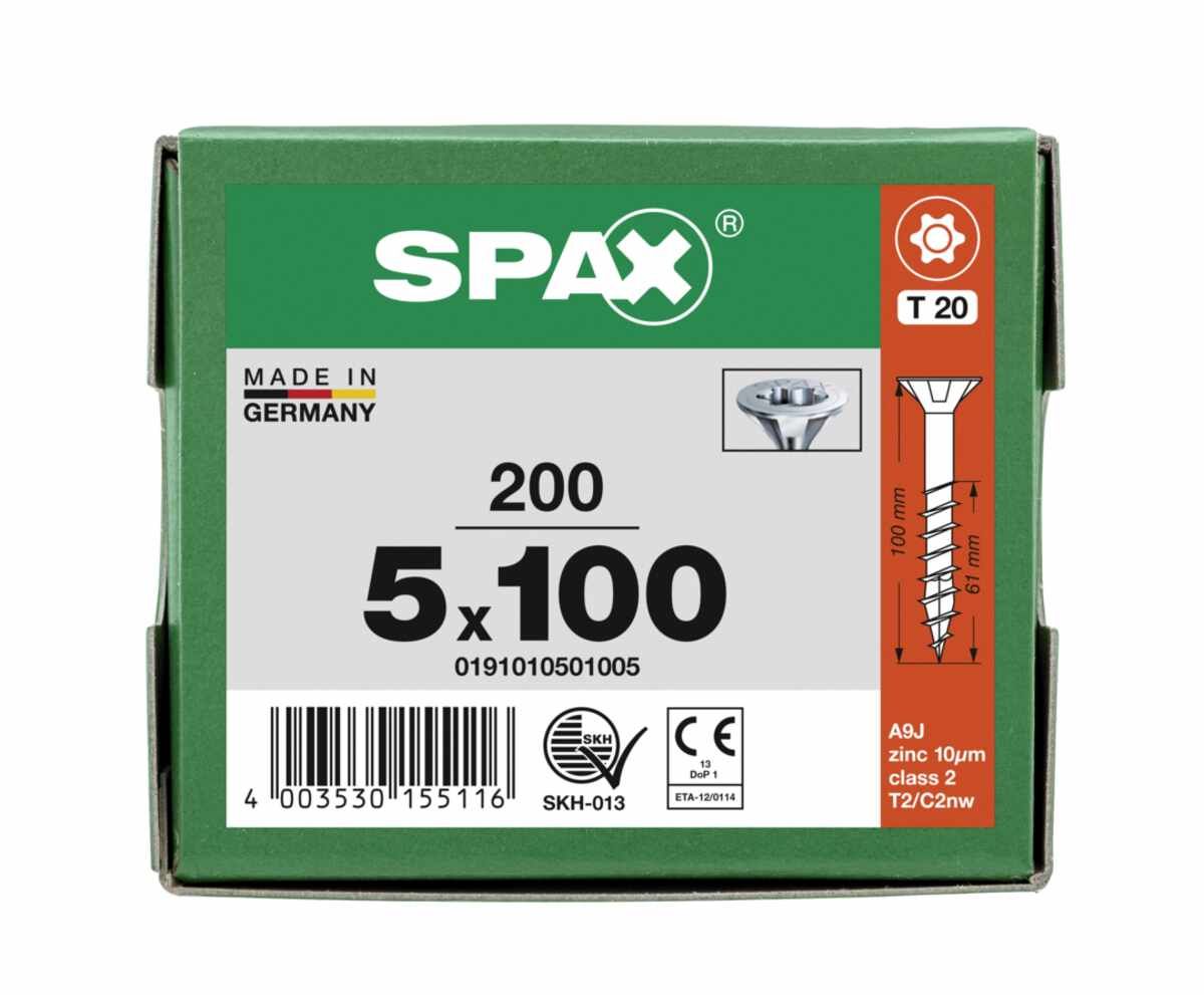 Spax Schrauben Fl/Vz Torx 5,0X100 TG VE200