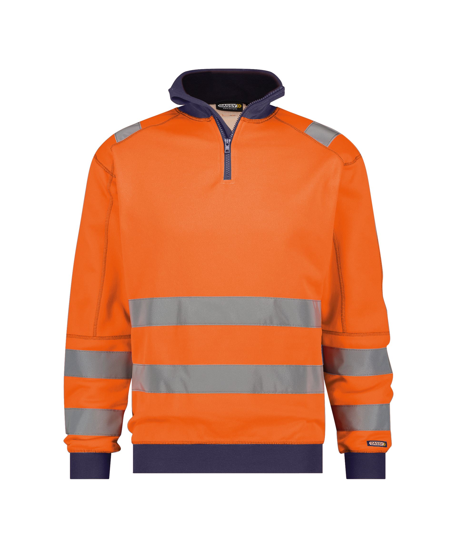 DASSY® Denver - Warnschutz Sweatshirt - neonorange/dunkelblau, Gr. XS