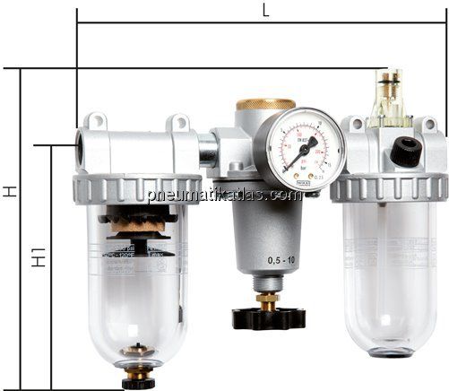 STANDARD-Wartungseinheit, 3-tlg., G 1/4", 0,5 - 10 bar