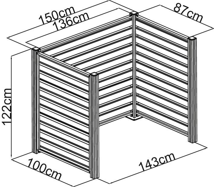 Mülltonnen-EinfassungAluminium 2 x 240 Liter150 x 115 x 122 cm rtikel
