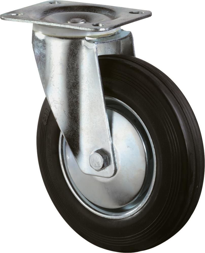 Lenkrolle 125mm L400.B55 Platte,Gummi schw.,RL L400.B55.126 BS ROLLEN