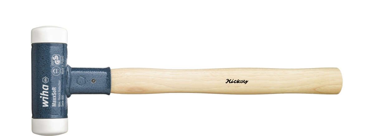 Wiha Schonhammer rückschlagfrei, sehr hart mit Hickory-Holzstiel, Rund-Schlagkopf 30, 350 mm (39008)