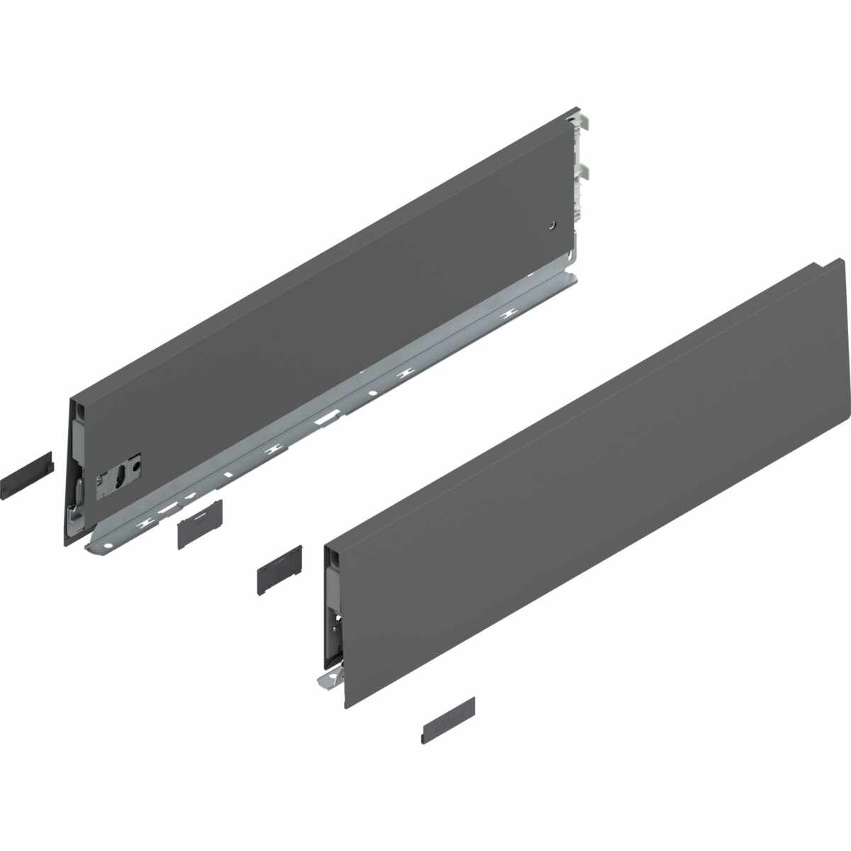 MERIVOBOX Zarge, Höhe K (129 mm), NL=500 mm, links/rechts, oriongrau matt
