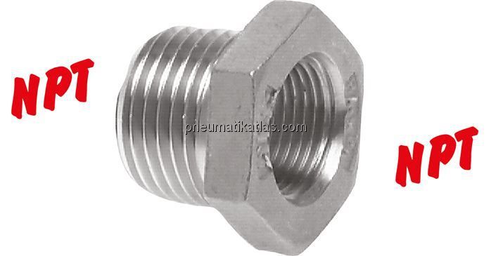 Reduziernippel NPT 1/2"(AG)-NPT 3/8"(IG), 1.4408