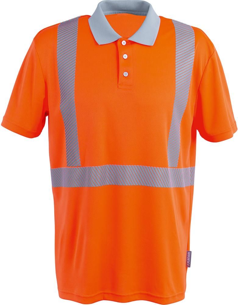 Planam Norit Warnschutz-Polo-Shirt, Warnorange-Zink, Gr. XS