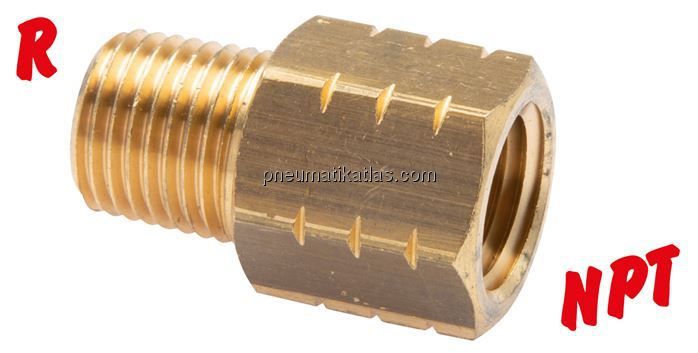 Reduziernippel R 1/8"(AG)-NPT 1/8"(IG), Messing