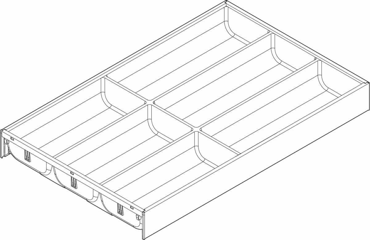 AMBIA-LINE Besteckeinsatz, für LEGRABOX/MERIVOBOX Schubkasten, Kunststoff / Stahl, 6 Besteckfächer, NL=500 mm, Breite=300 mm, oriongrau matt