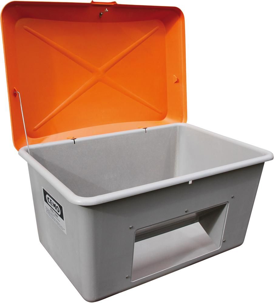 Streugutbehälter 400 l B1210xT820xH670 mm mit Entnahmeöffnung grau/orange