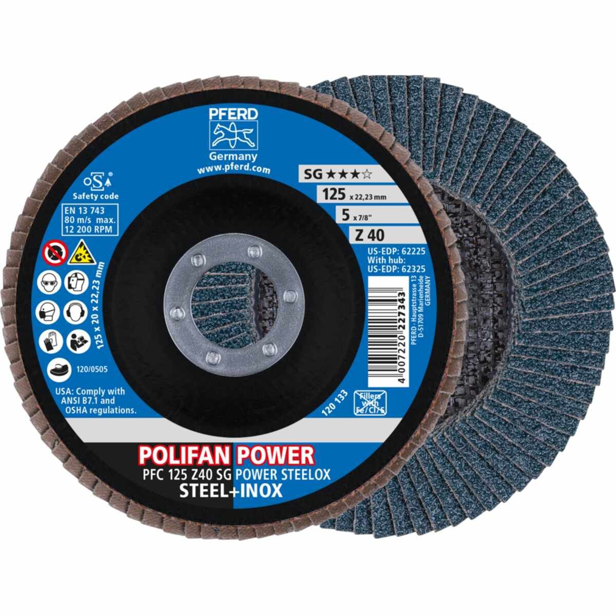 PFERD POLIFAN-Fächerscheiben PFC 125 Z 40 SG POWER STEELOX