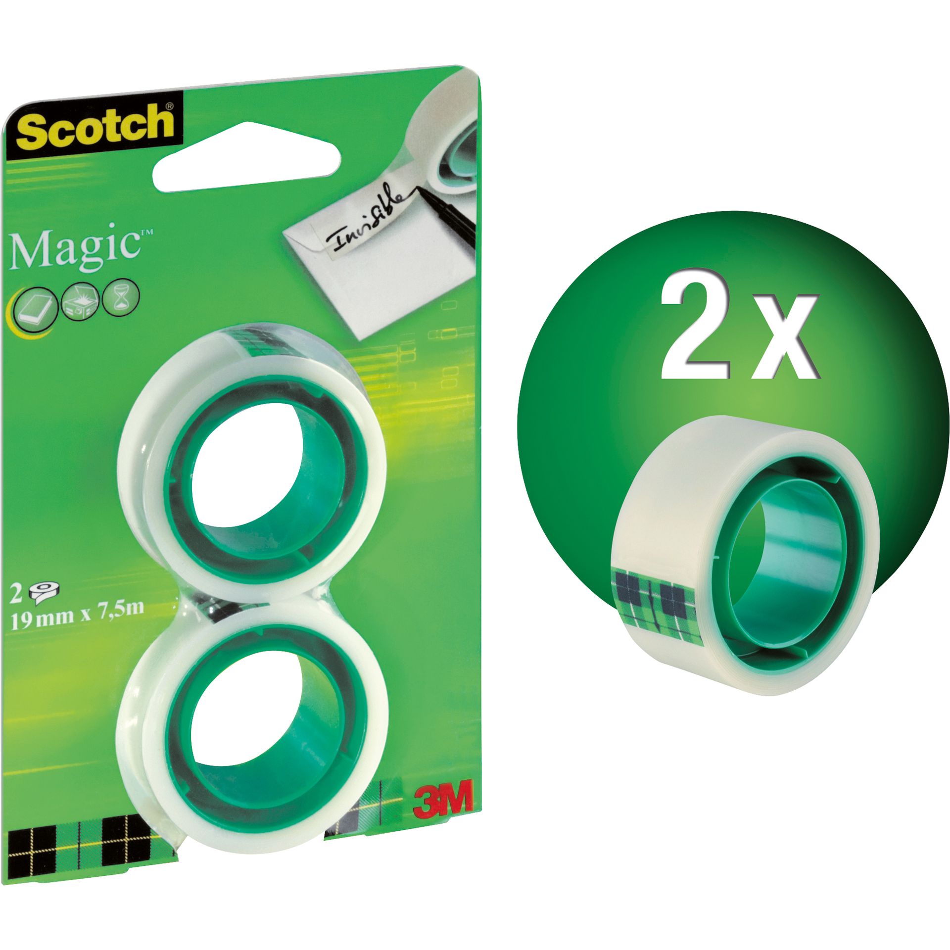 Klebeband Magic 19mmx7,5m tr 2St