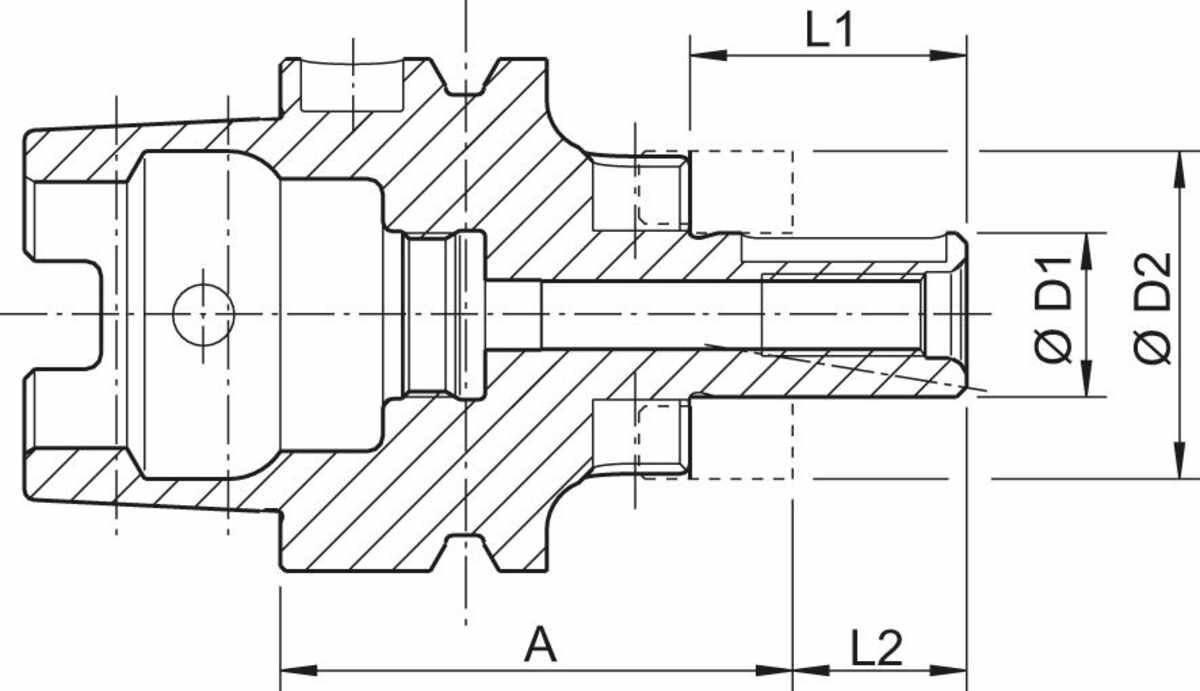 Kombi-Aufsteckfräserdorn DIN69893A HSK-A63 16x100 mm FORTIS