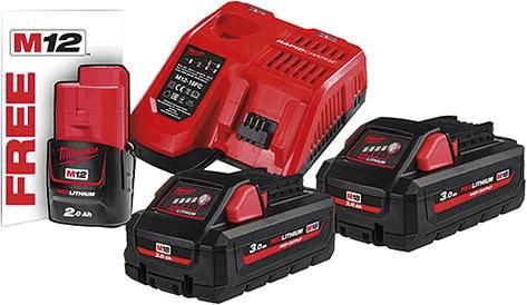 Akku-Starter Set HighOut.M18HNRG-302 Milwaukee 2x18,0V 3,0 Ah HighOutputLadegerät M12-18FC Karton