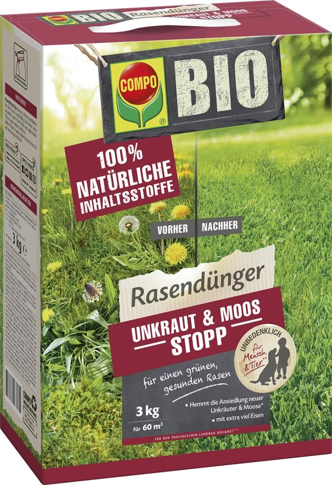 Rasendünger Unkraut & Moos Stopp 3 kg für 60 m²