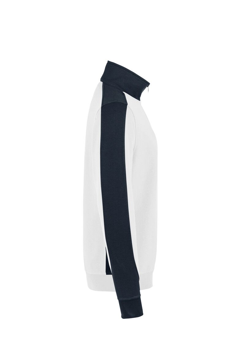 HAKRO Zip-Sweatshirt Contrast MIKRALINAR® weiß/anthrazit, XS