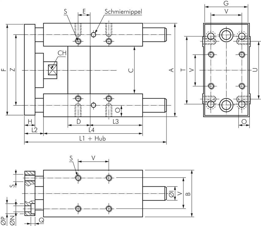 Führungseinheit für ISO15552-Ø 32mm, Hub 25mm