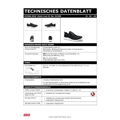 ELTEN KIOWA BOA Berufshalbschuh O1, Schwarz, Gr. 48