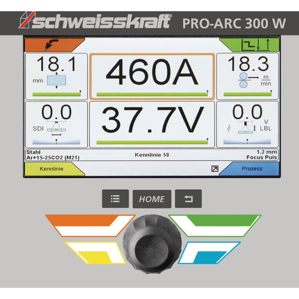 MIG/MAG-Impulsschweißgerät Schweisskraft PRO-PULS 300 W (Fahrwagen Profi, Bedienfeld unten) Aktions-Set