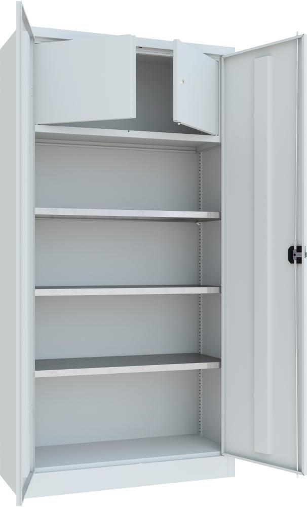 Wertfachschrank mit Schloss, 3 Böden RAL 7035 B1000xT400xH1950mm