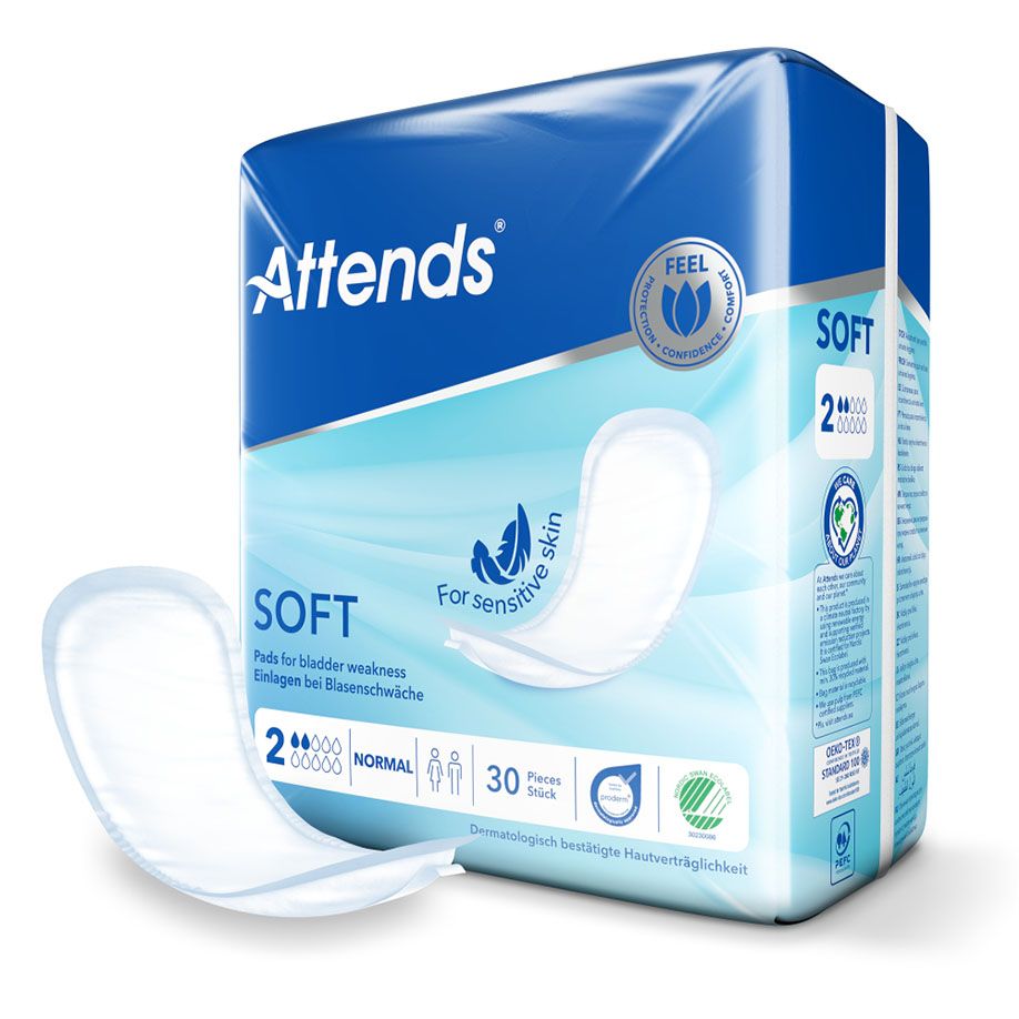 Attends Soft 2 NormalInkontinenzeinlagen (30 Stck.)UK = 4 Pack