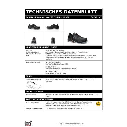 ELTEN jo_CHAMP Compo Sicherheitshalbschuh S3S ESD, Schwarz, Gr. 35