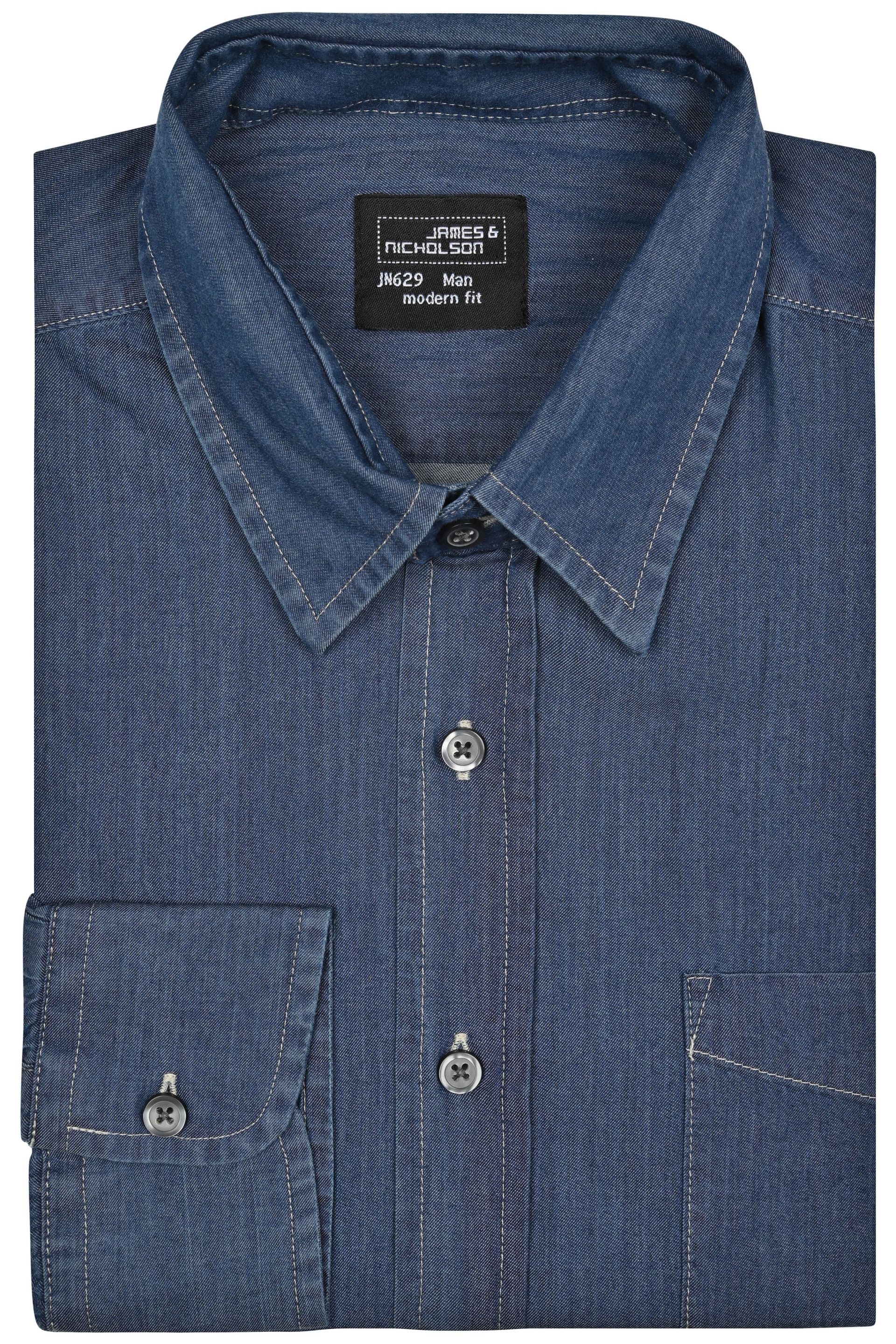 James & Nicholson JN629 Herren-Hemd, Blau (dden), Gr. L